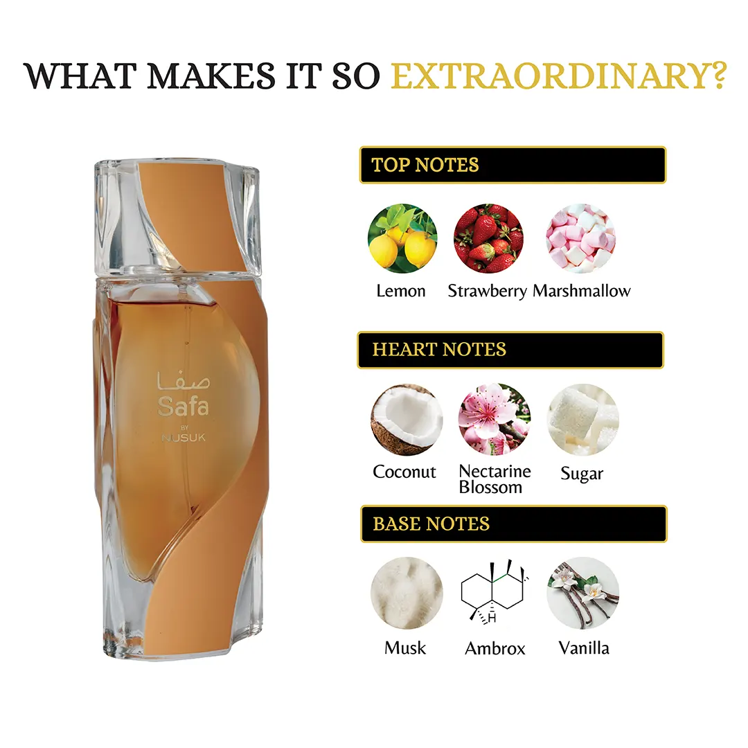Safa de Nusuk – Eau de Parfum Gourmande Guimauve & Fraise (100ml)