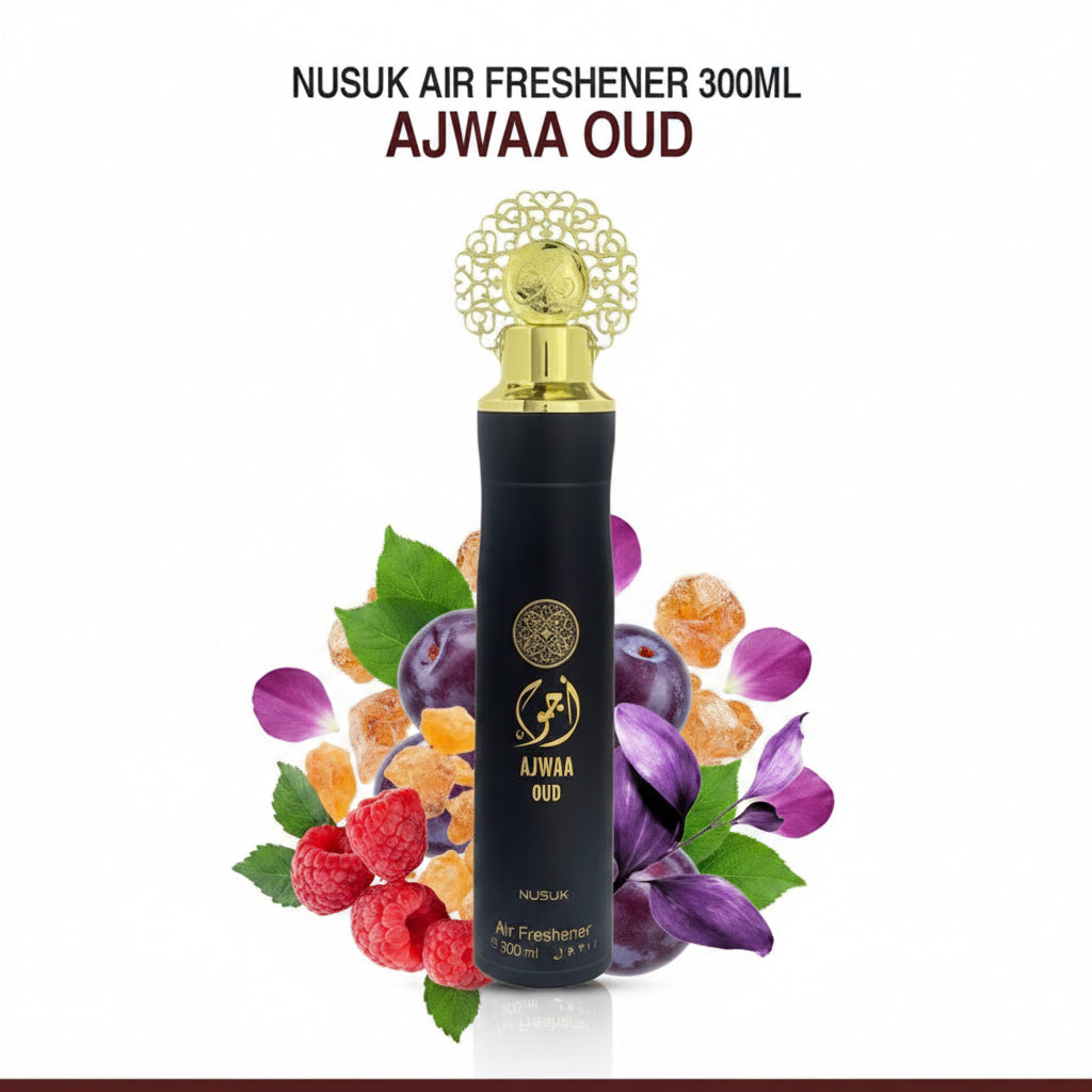 Désodorisant d’Intérieur Premium Nusuk Ajwaa Oud Black – 300 ml
